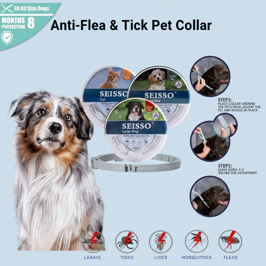 Seisso Dog & Cat Anti-Flea And Tick Collars - Waterproof