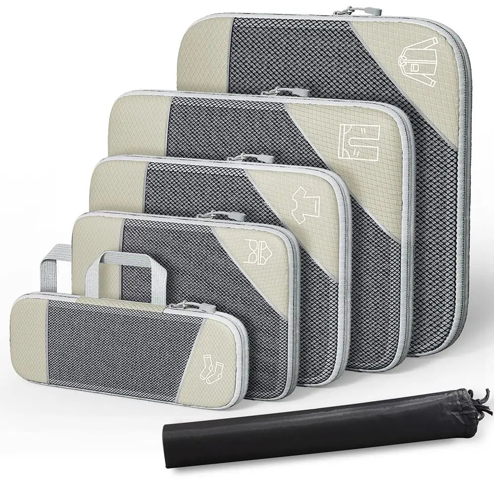 Premium Compression Packing Cubes Set (6pcs)| Travel Luggage Organisers & Space Savers