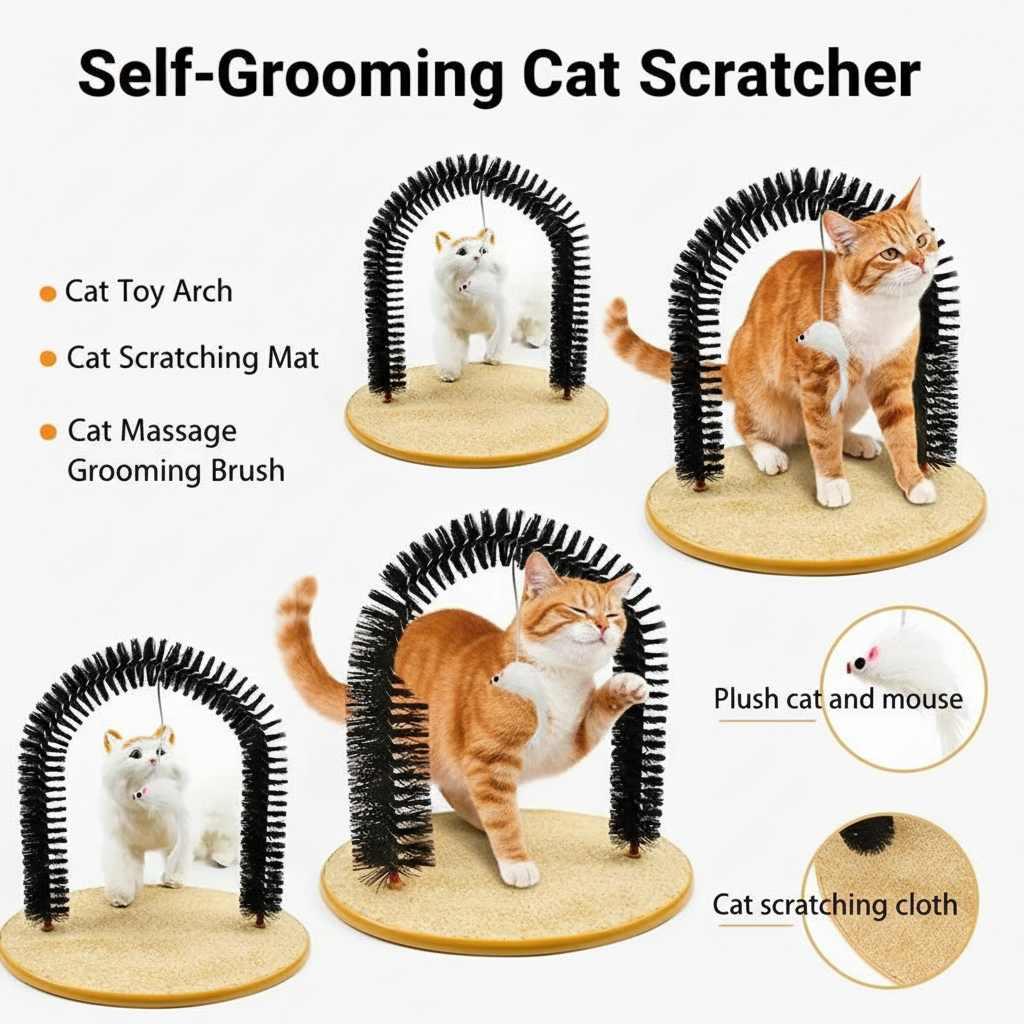 Self-Grooming Interactive Cat Arch Scratcher
