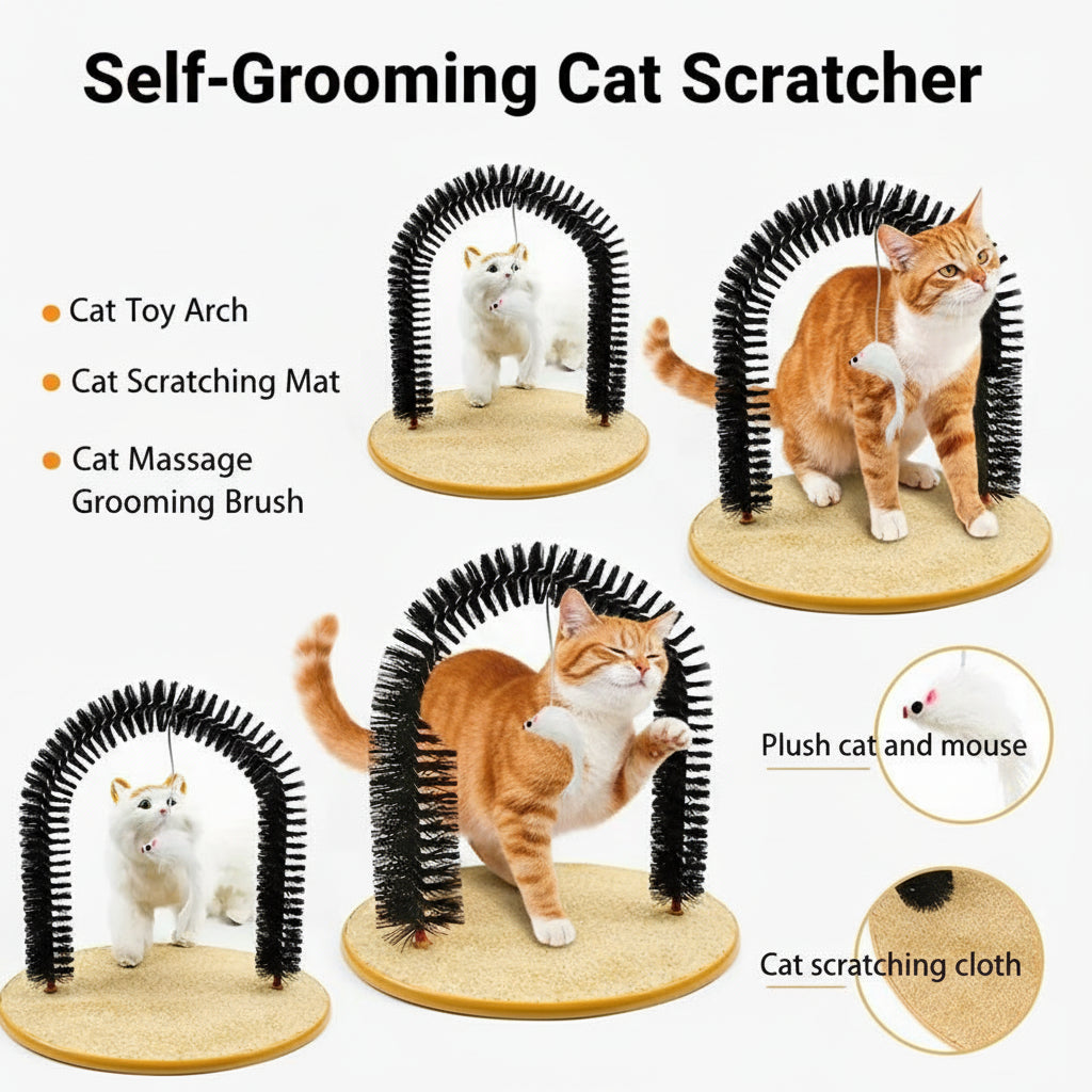 Self-Grooming Interactive Cat Arch Scratcher