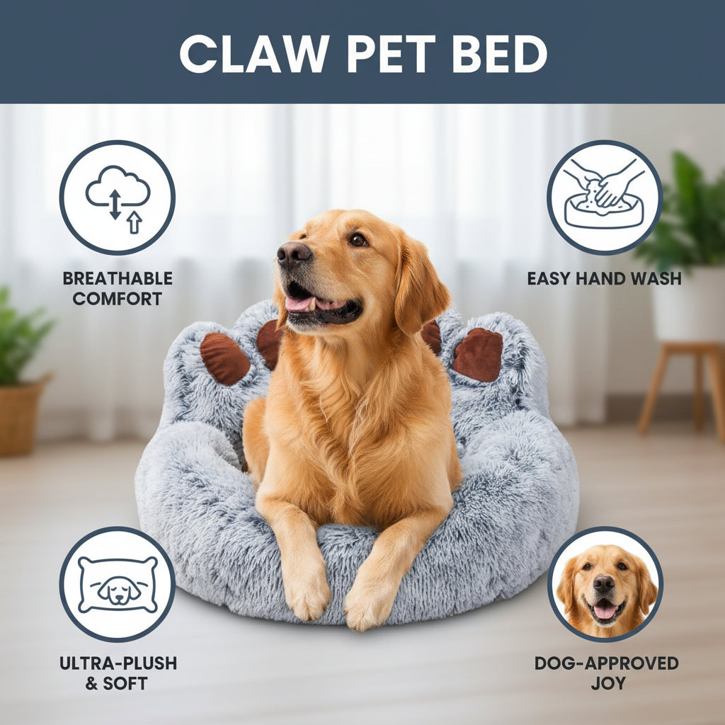 Luxury Claw Anti-Anxiety Plush Pet Bed