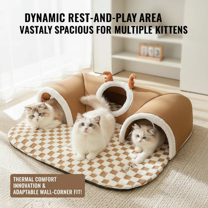 U-Shaped Interactive Tunnel House for Kittens & Small Cats