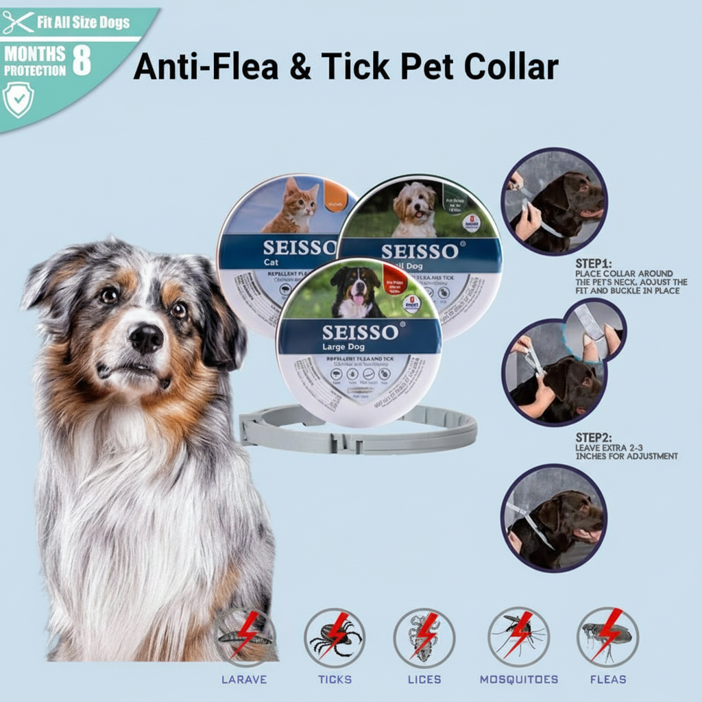 Seisso Dog & Cat Anti-Flea And Tick Collars - Waterproof