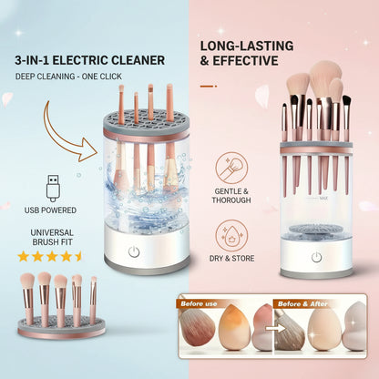 3-in-1 Electric Makeup Brush Cleaner - USB Rechargeable
