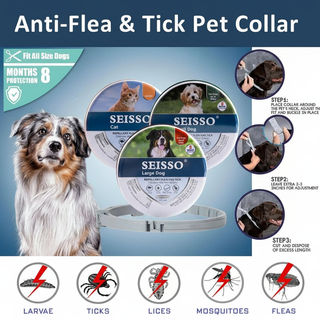 Seisso Dog & Cat Anti-Flea And Tick Collars - Waterproof