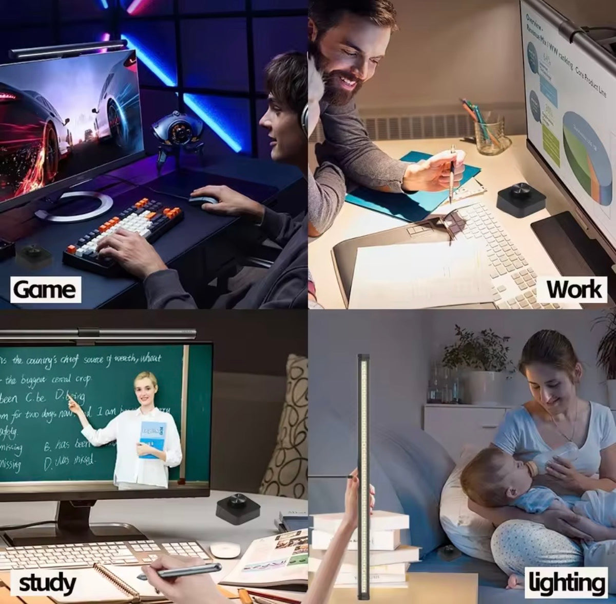 Desktop Monitor Light Bar – USB Powered, Auto-Dimming, Touch Control & RGB Colour Modes