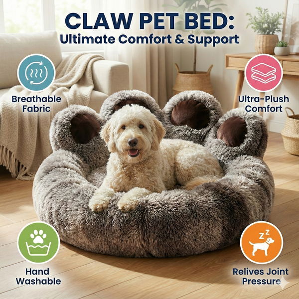 Luxury Claw Anti-Anxiety Plush Pet Bed