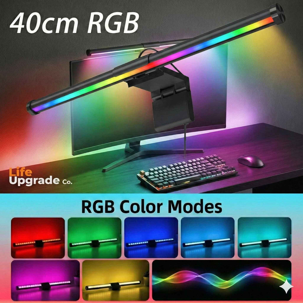 Desktop Monitor Light Bar – USB Powered, Auto-Dimming, Touch Control & RGB Colour Modes