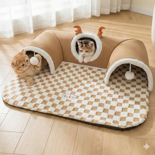 U-Shaped Interactive Tunnel House for Kittens & Small Cats