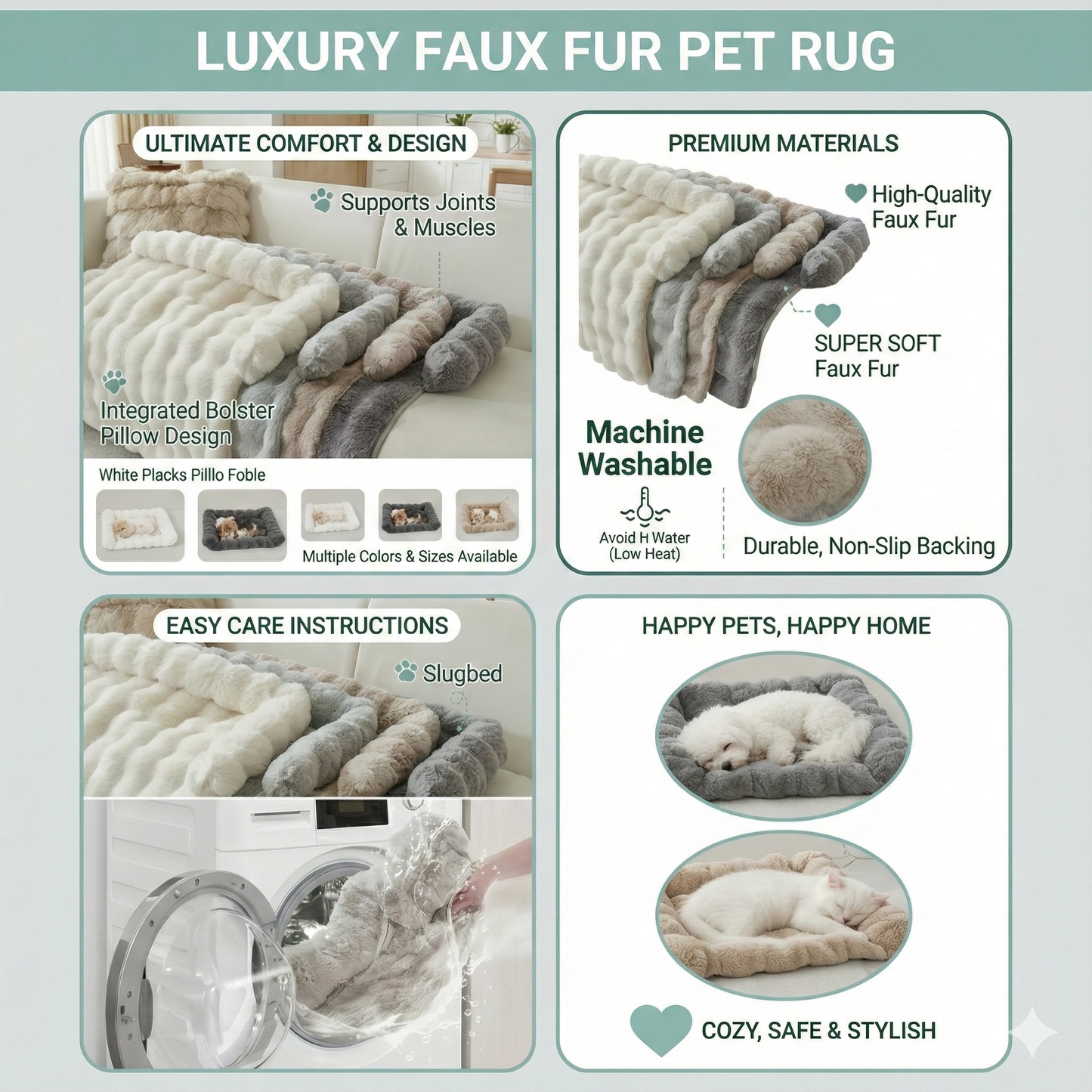 Waterproof Faux Fur Pet Rug