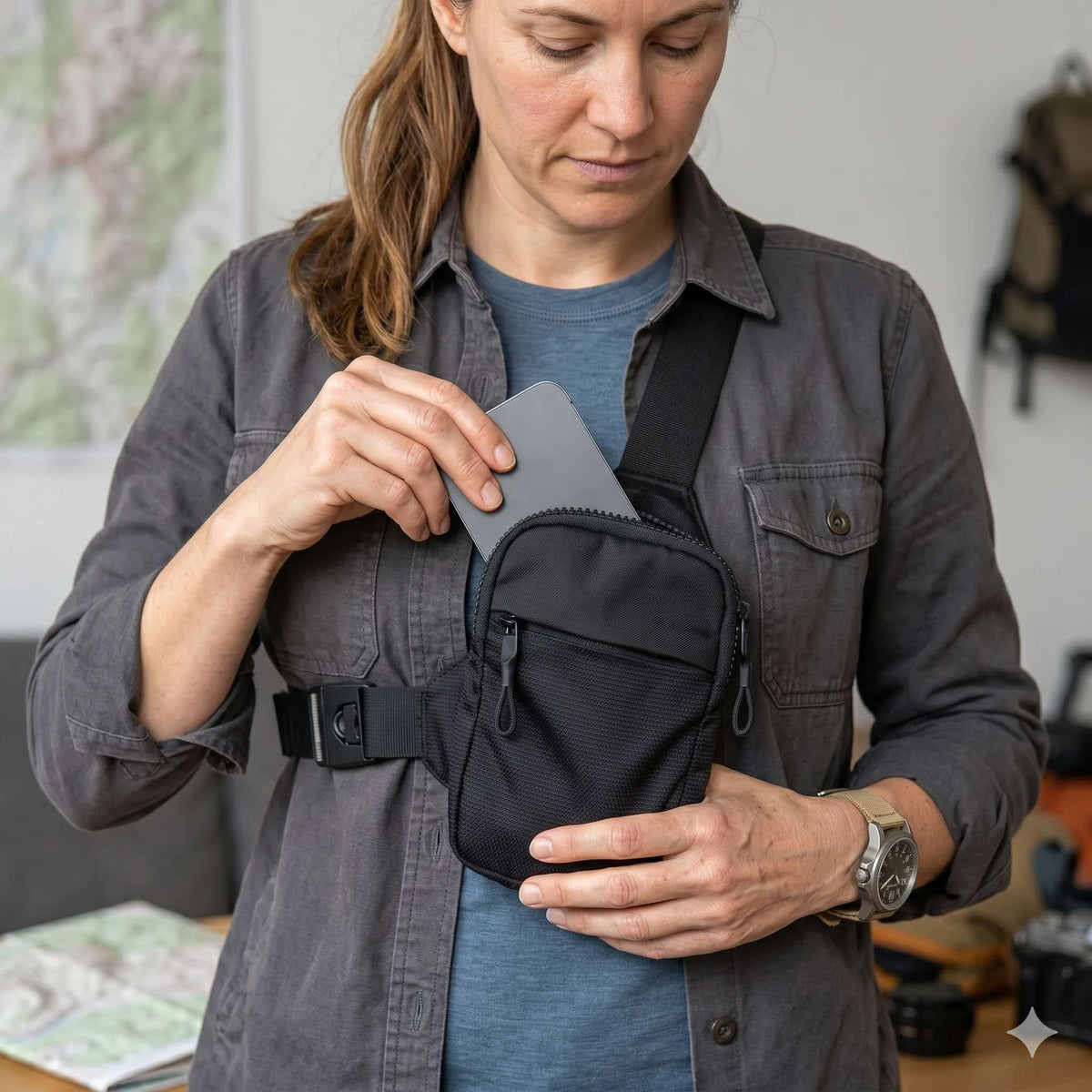 Anti-Theft Crossbody Travel Sling Bag - RFID Blocking & Weatherproof
