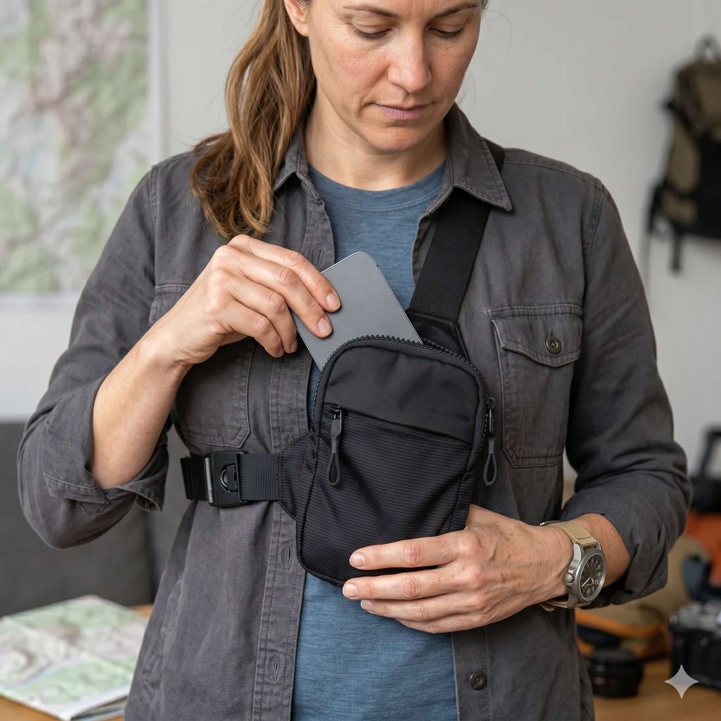 Anti-Theft Crossbody Travel Sling Bag - RFID Blocking & Weatherproof