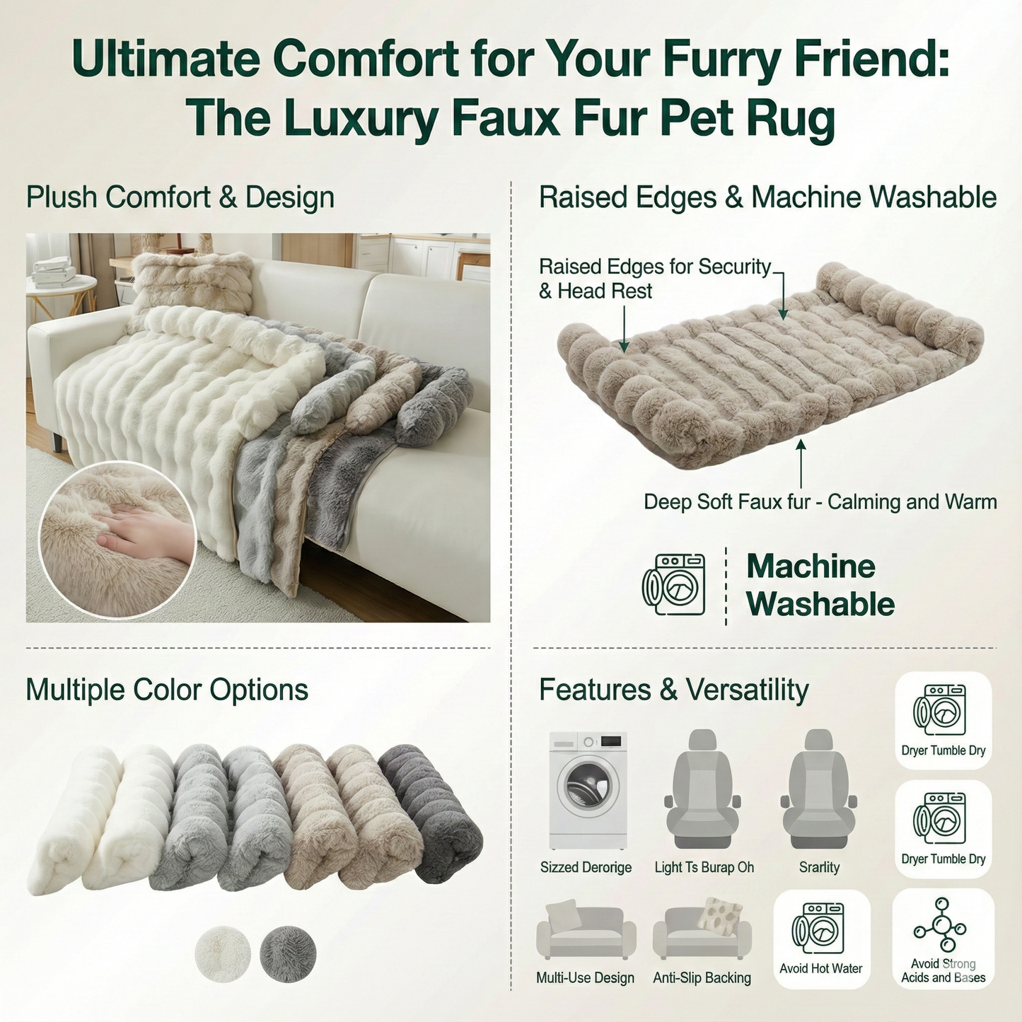 Waterproof Faux Fur Pet Rug