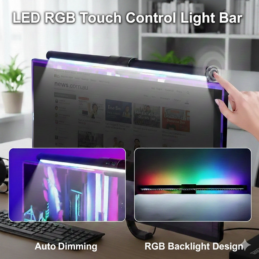 Desktop Monitor Light Bar – USB Powered, Auto-Dimming, Touch Control & RGB Colour Modes