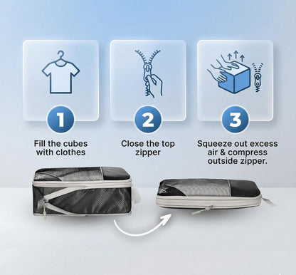 Premium Compression Packing Cubes Set (6pcs)| Travel Luggage Organisers & Space Savers