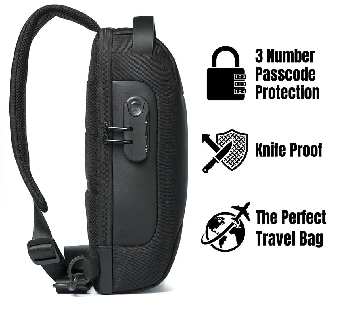 Anti-Theft Crossbody Travel Bag - Pickpocket-Proof Sling with USB Charging
