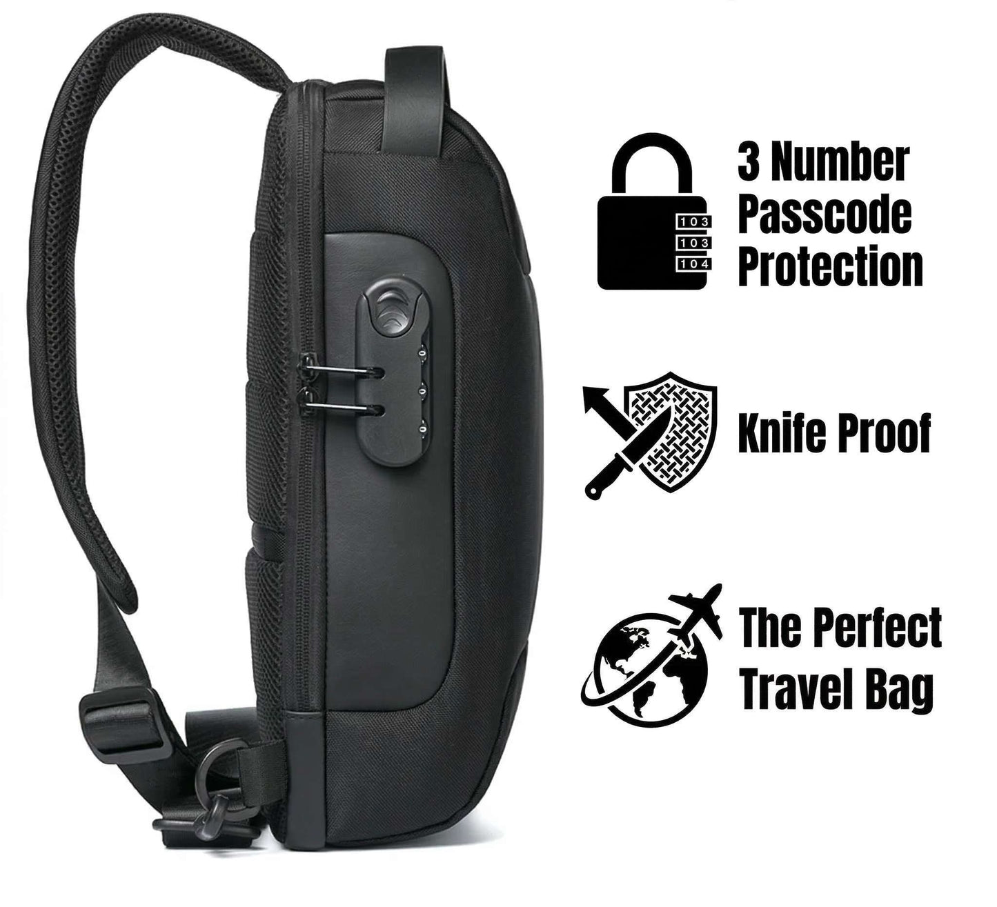 Anti-Theft Crossbody Travel Bag - Pickpocket-Proof Sling with USB Charging