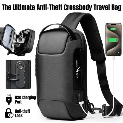Anti-Theft Crossbody Travel Bag - Pickpocket-Proof Sling with USB Charging