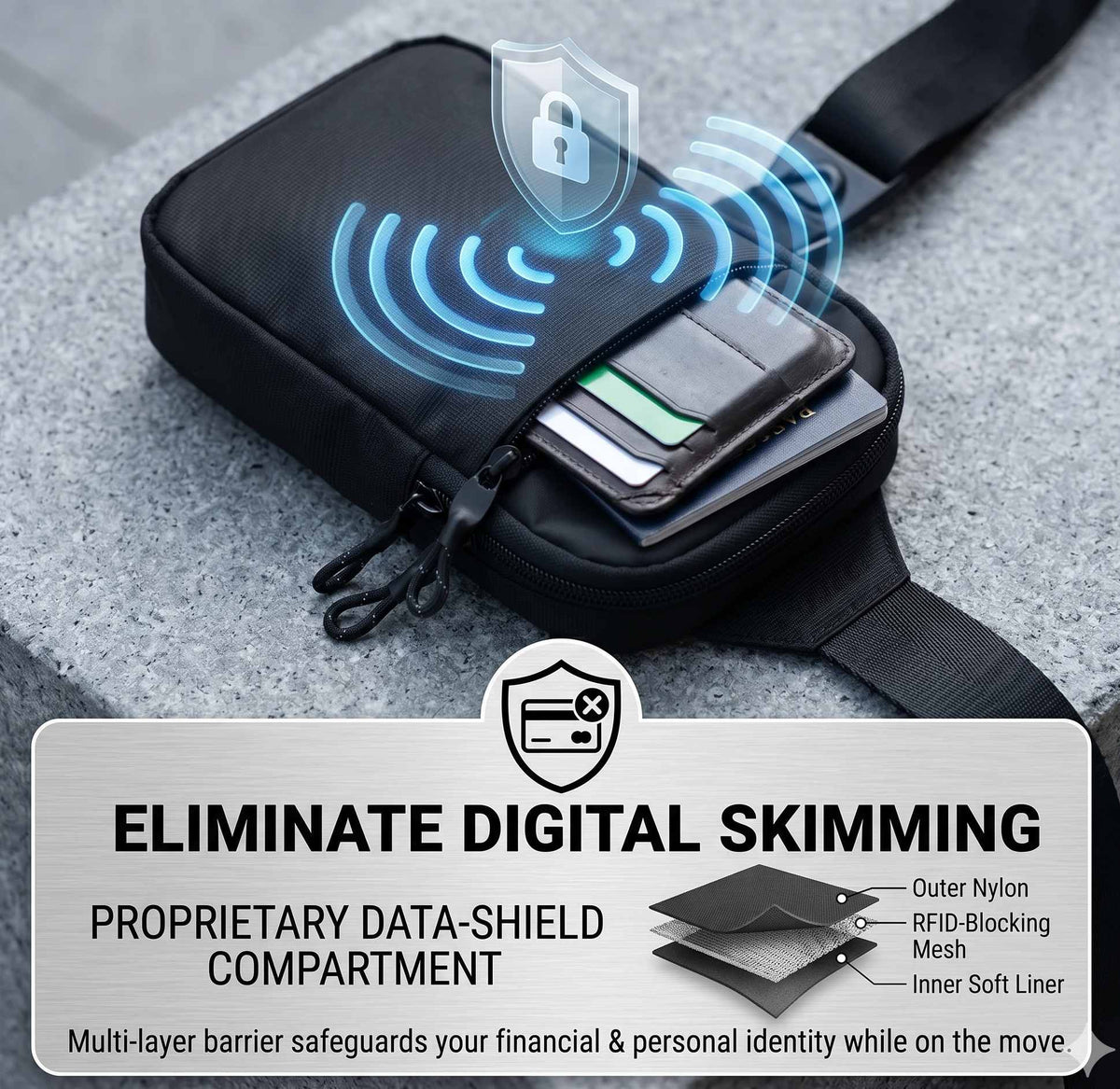 Anti-Theft Crossbody Travel Sling Bag - RFID Blocking & Weatherproof
