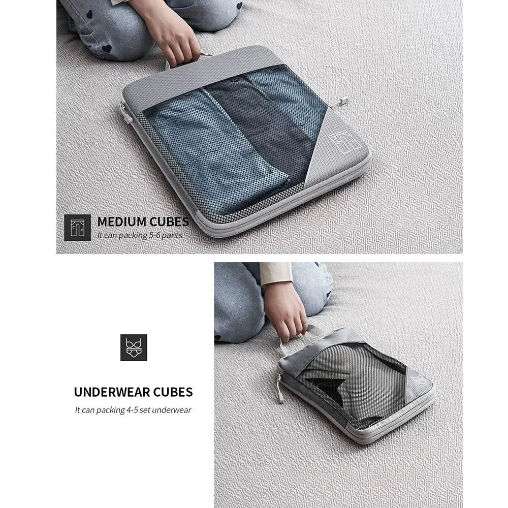 Premium Compression Packing Cubes Set (6pcs)| Travel Luggage Organisers & Space Savers