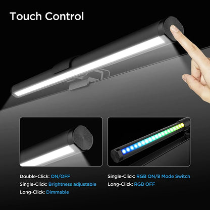 Desktop Monitor Light Bar – USB Powered, Auto-Dimming, Touch Control & RGB Colour Modes