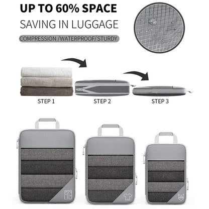 Premium Compression Packing Cubes Set (6pcs)| Travel Luggage Organisers & Space Savers