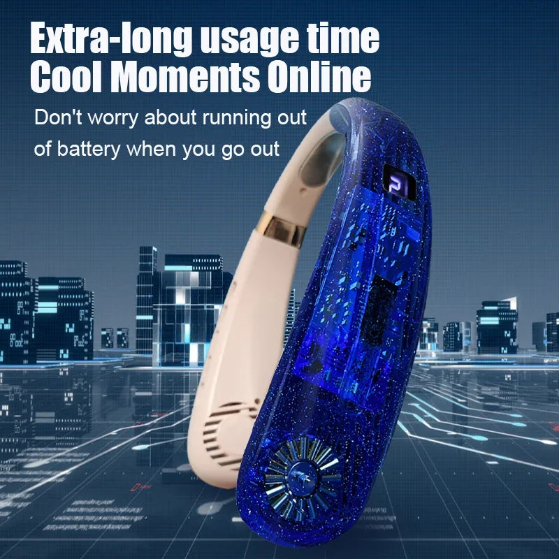Portable Neck Fan – 5-Speed Hands-Free Cooling - USB Rechargeable & Fast Charging