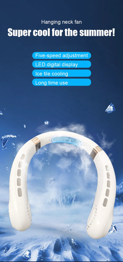 Portable Neck Fan – 5-Speed Hands-Free Cooling - USB Rechargeable & Fast Charging