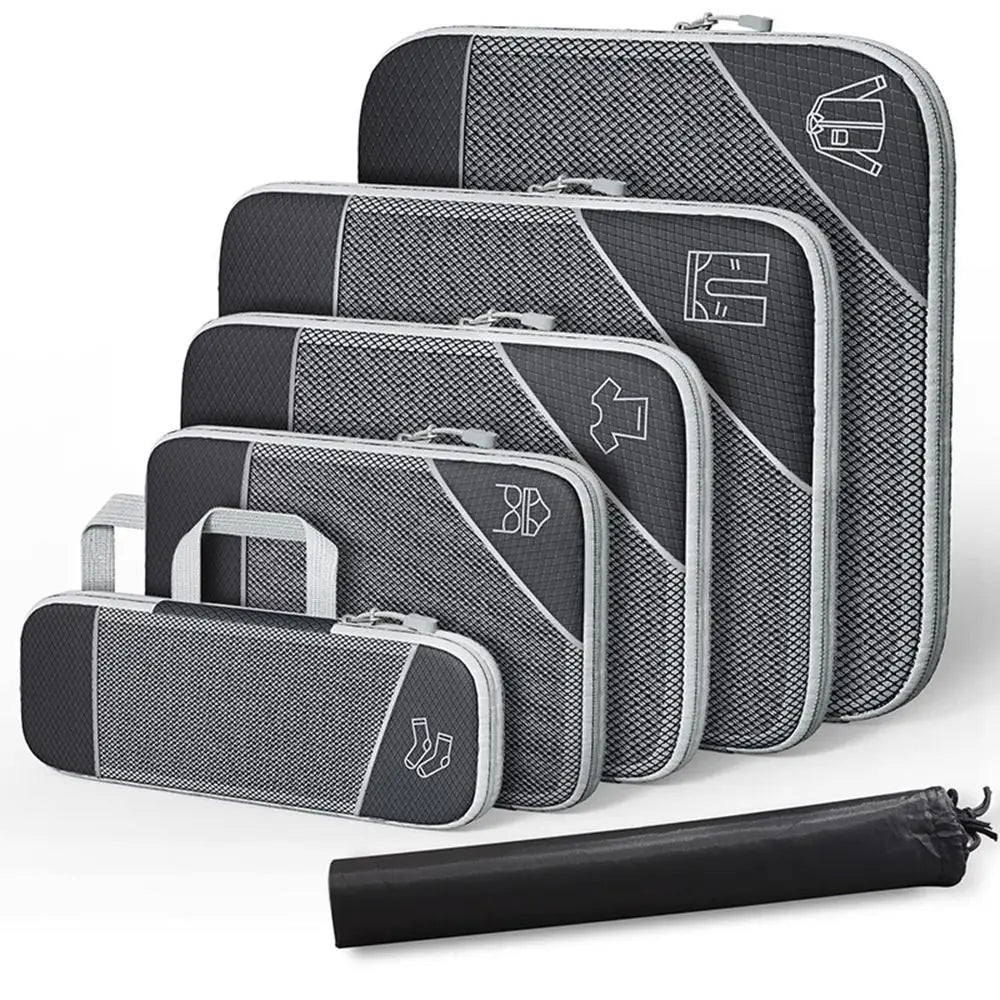 Premium Compression Packing Cubes Set (6pcs)| Travel Luggage Organisers & Space Savers