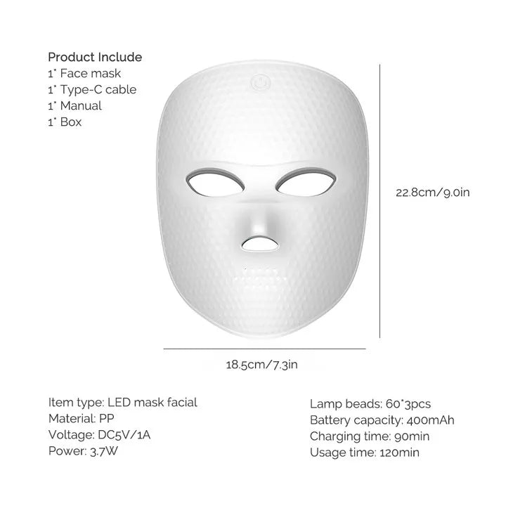 7-Color LED Facial Mask – Rechargeable Photon Light Therapy