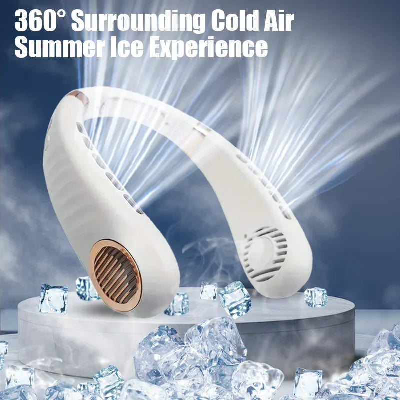 Portable Neck Fan – 5-Speed Hands-Free Cooling - USB Rechargeable & Fast Charging