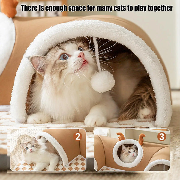 U-Shaped Interactive Tunnel House for Kittens & Small Cats