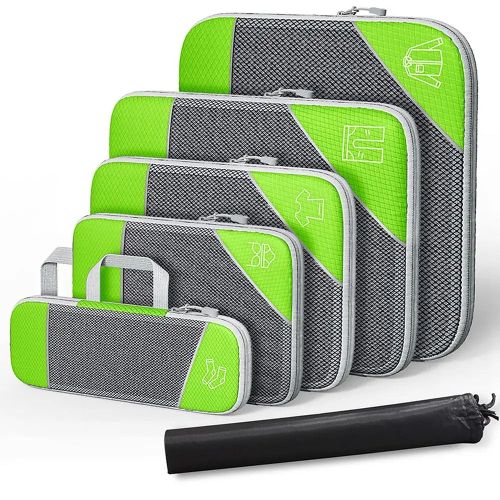 Premium Compression Packing Cubes Set (6pcs)| Travel Luggage Organisers & Space Savers