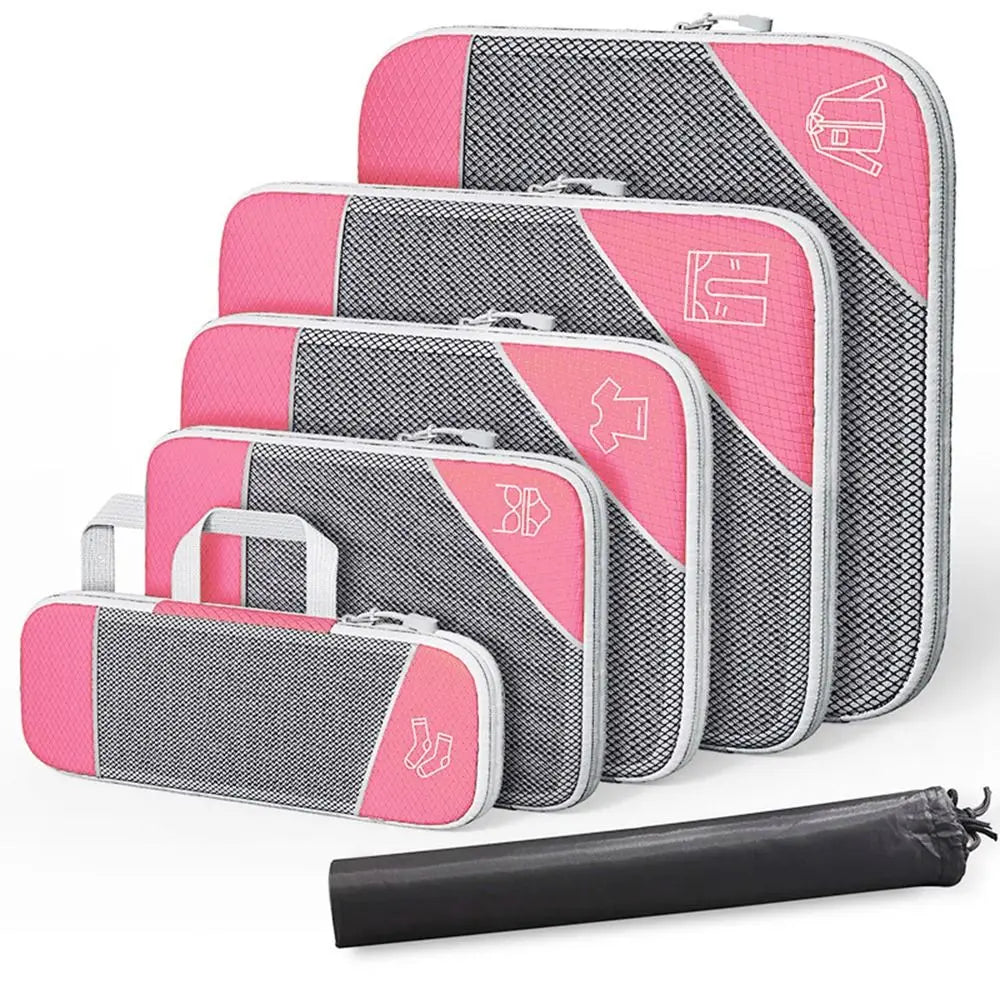 Premium Compression Packing Cubes Set (6pcs)| Travel Luggage Organisers & Space Savers