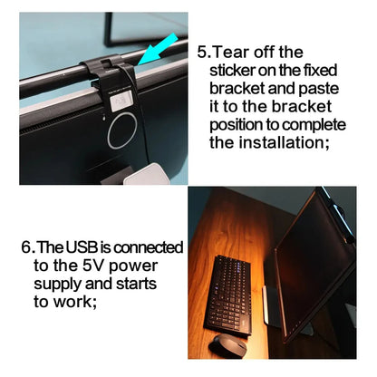 Desktop Monitor Light Bar – USB Powered, Auto-Dimming, Touch Control & RGB Colour Modes