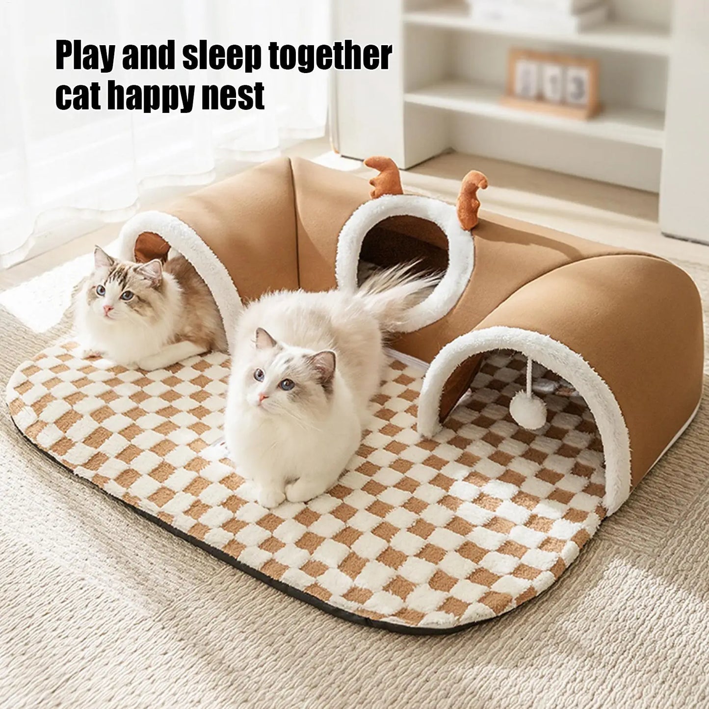 U-Shaped Interactive Tunnel House for Kittens & Small Cats
