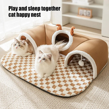 U-Shaped Interactive Tunnel House for Kittens & Small Cats