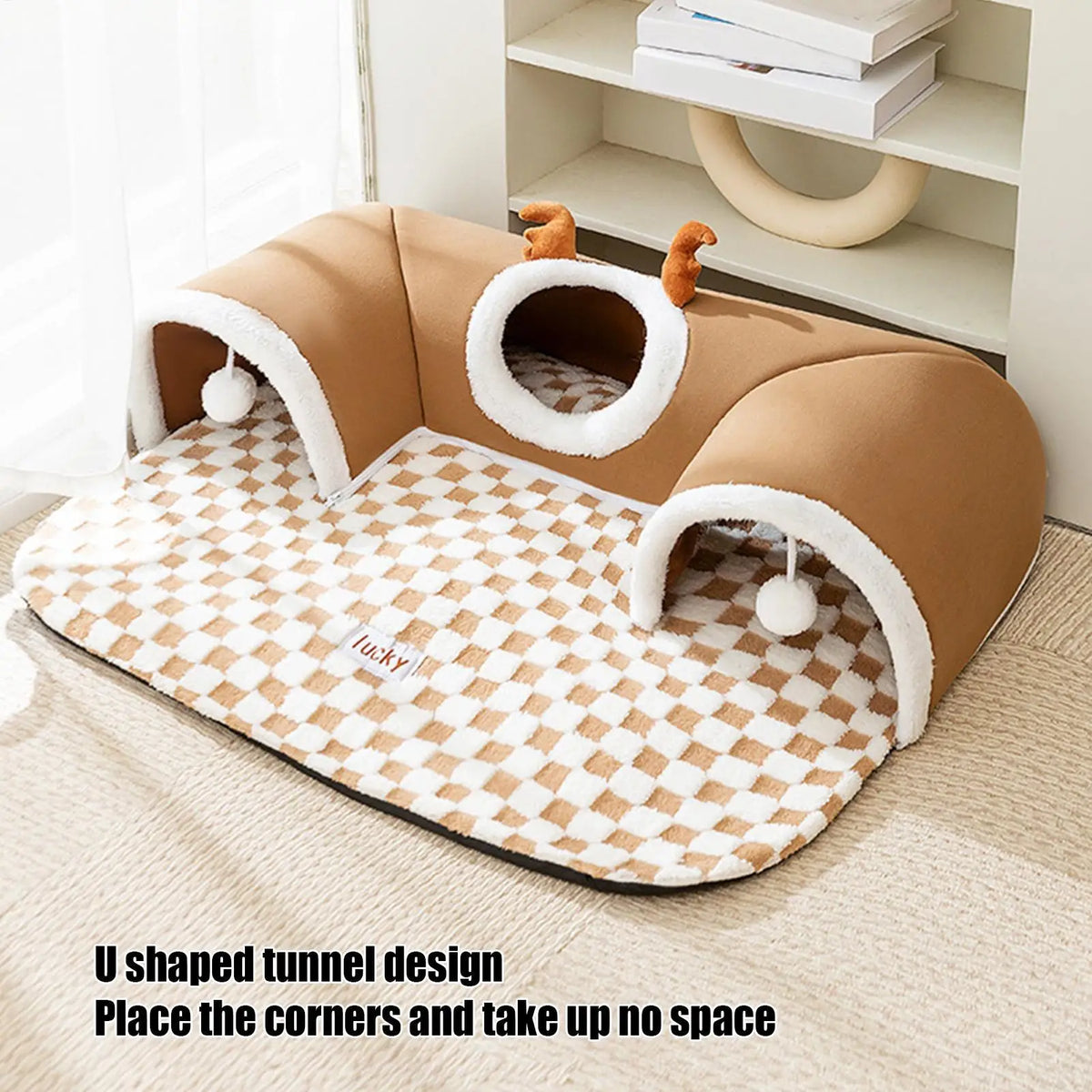 U-Shaped Interactive Tunnel House for Kittens & Small Cats