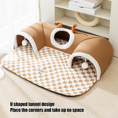 U-Shaped Interactive Tunnel House for Kittens & Small Cats