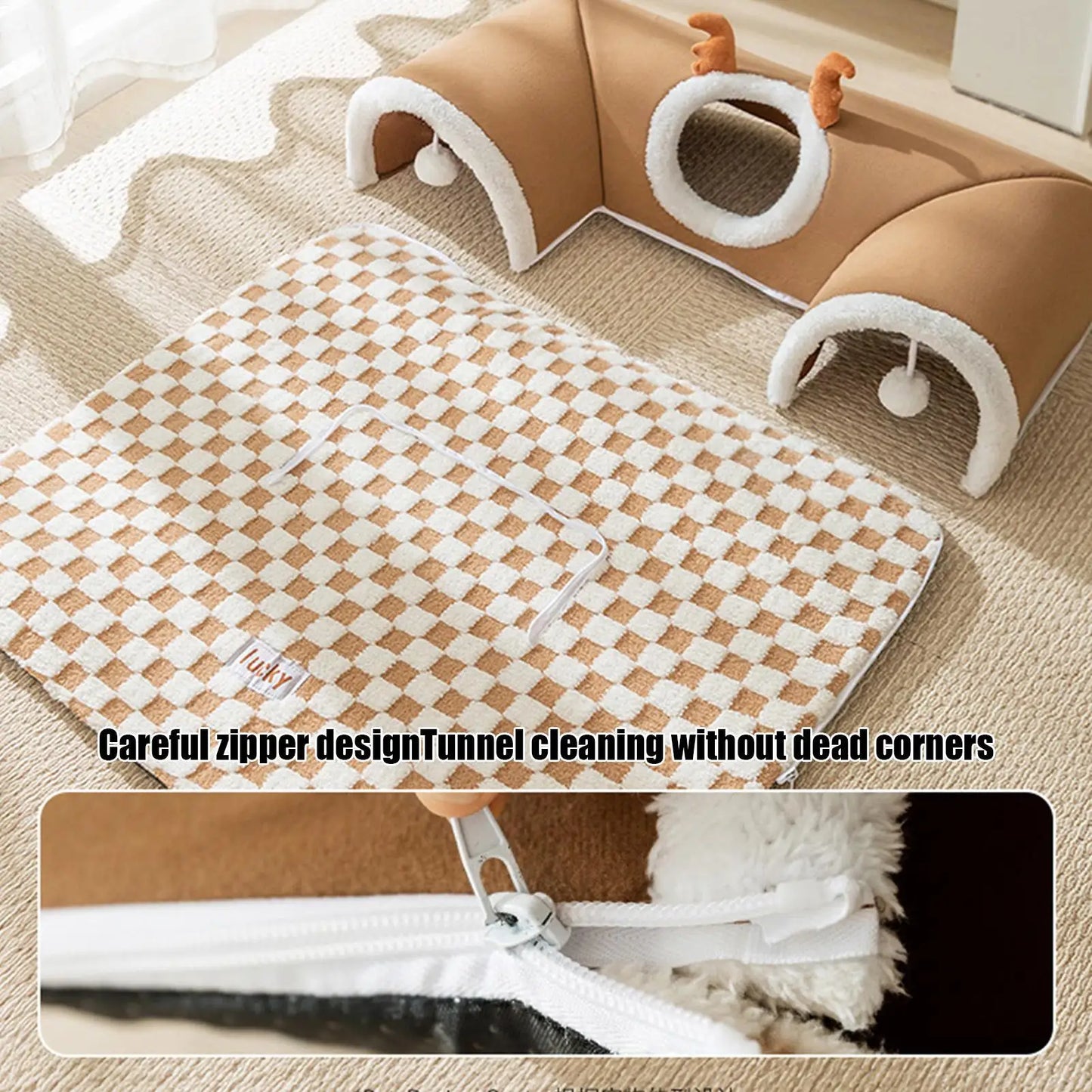 U-Shaped Interactive Tunnel House for Kittens & Small Cats