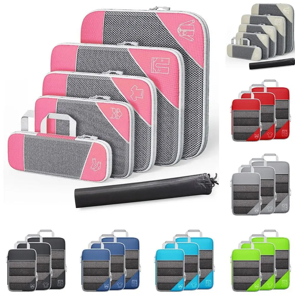 Premium Compression Packing Cubes Set (6pcs)| Travel Luggage Organisers & Space Savers