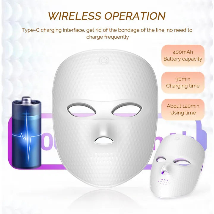 7-Color LED Facial Mask – Rechargeable Photon Light Therapy