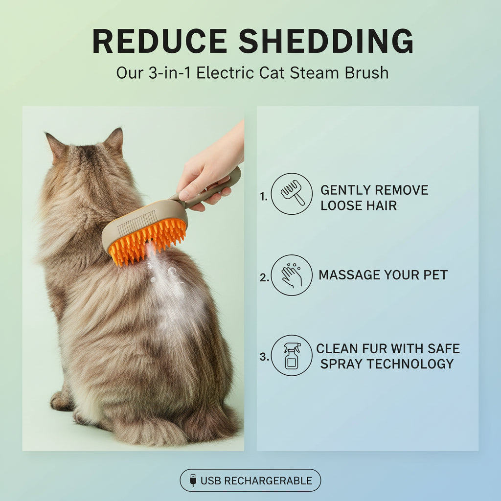 3-in-1 Steam Pet Brush - Steam Grooming