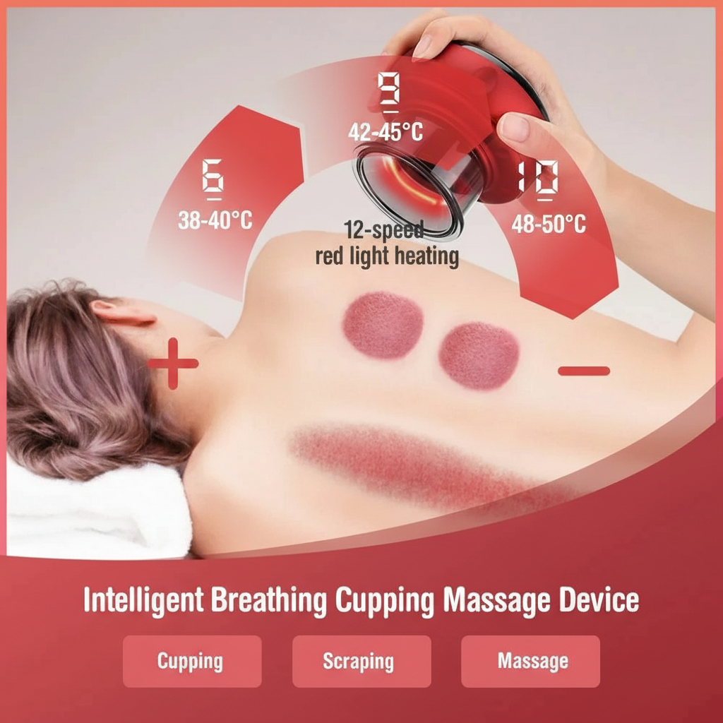 Smart Cupping Heating Massager - 6 or 12 Speed - LED & LCD