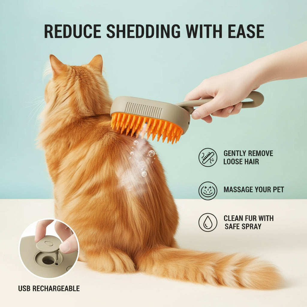 3-in-1 Steam Pet Brush - Steam Grooming