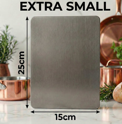 Extra small mini titanium cutting board by Life Upgrade Co, portable size ideal for slicing garlic, cocktail garnishes, or ultra-light hiking.