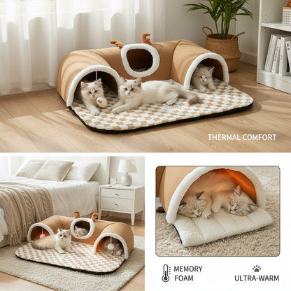 U-Shaped Interactive Tunnel House for Kittens & Small Cats